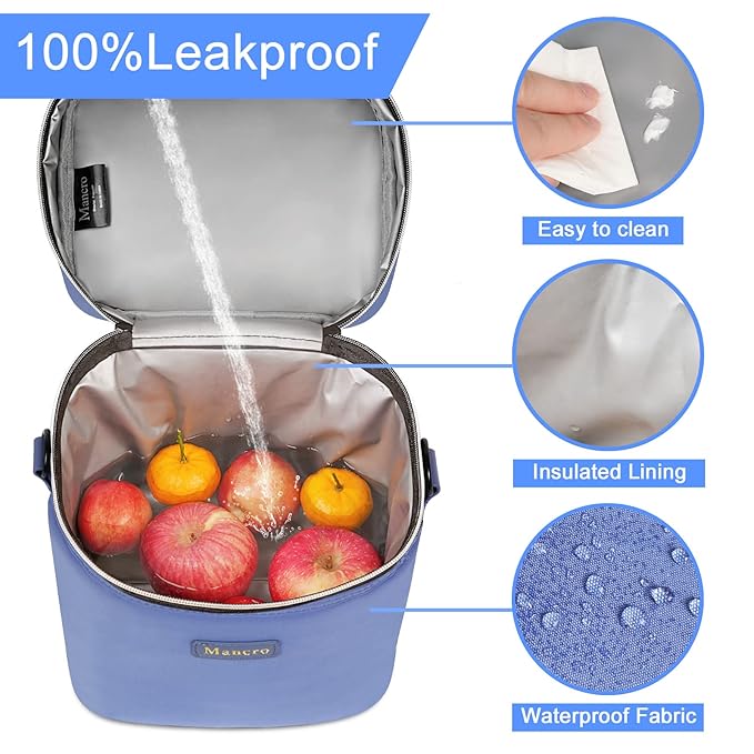 Mancro Breastmilk Cooler Bag with Ice Pack Fits 6 Baby Bottles Up to 9 Ounce, Insulated Baby Bottle Bag with Strap for Nursing Mom Daycare, Blue