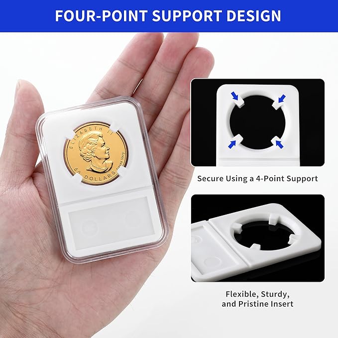 10-Pack Silver Dollar Coin Holder, 18mm Collection Coin Holder, Clear Acrylic Coin Slab Protectors and Display Case for Morgan, Peace, IKE Silver Coin, Four-Point Fixation Coin Capsules