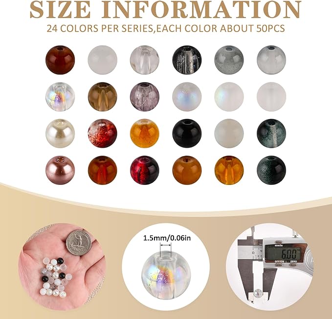 XSEINO About 1200PCS 6mm Glass Beads Bracelet Making Kit,24 Assorted Black and White Series Colorful Crystal Beads for Bracelet and Jewelry Making and DIY Crafts,Friendship Bracelets