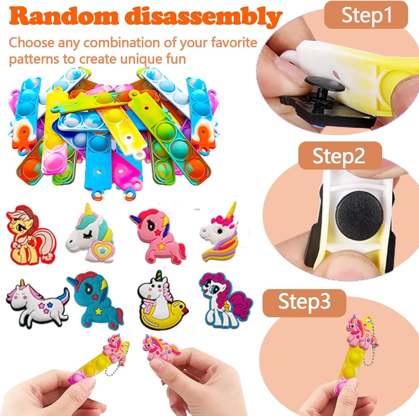 26 Pcs Mini Keychain Pop Fidget Toys for Kids, Birthday Party Favors for 3-5, 4-8, 8-12, Bulk Sensory Toys for Classroom Prizes, Party Supplies for Pinata Stuffers, Carnival Prizes (Animal)