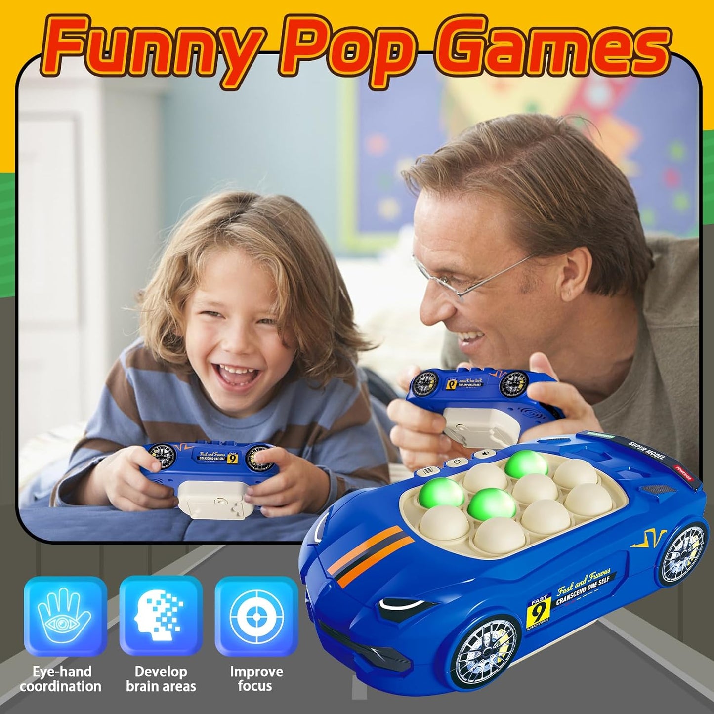 Light Up Pop It Game Fidget Toys, Handheld Games for Kids, Quick Push Bubbles Game Console, Autism Sensory Toys Birthday Gifts for Old Boys Girls Kids Teens