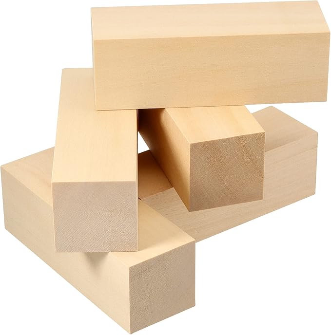 JAPCHET 12 Pieces 6 x 2 x 2 Inch Basswood Carving Blocks, Natural Unfinished Blocks for Carving, Crafting and Whittling