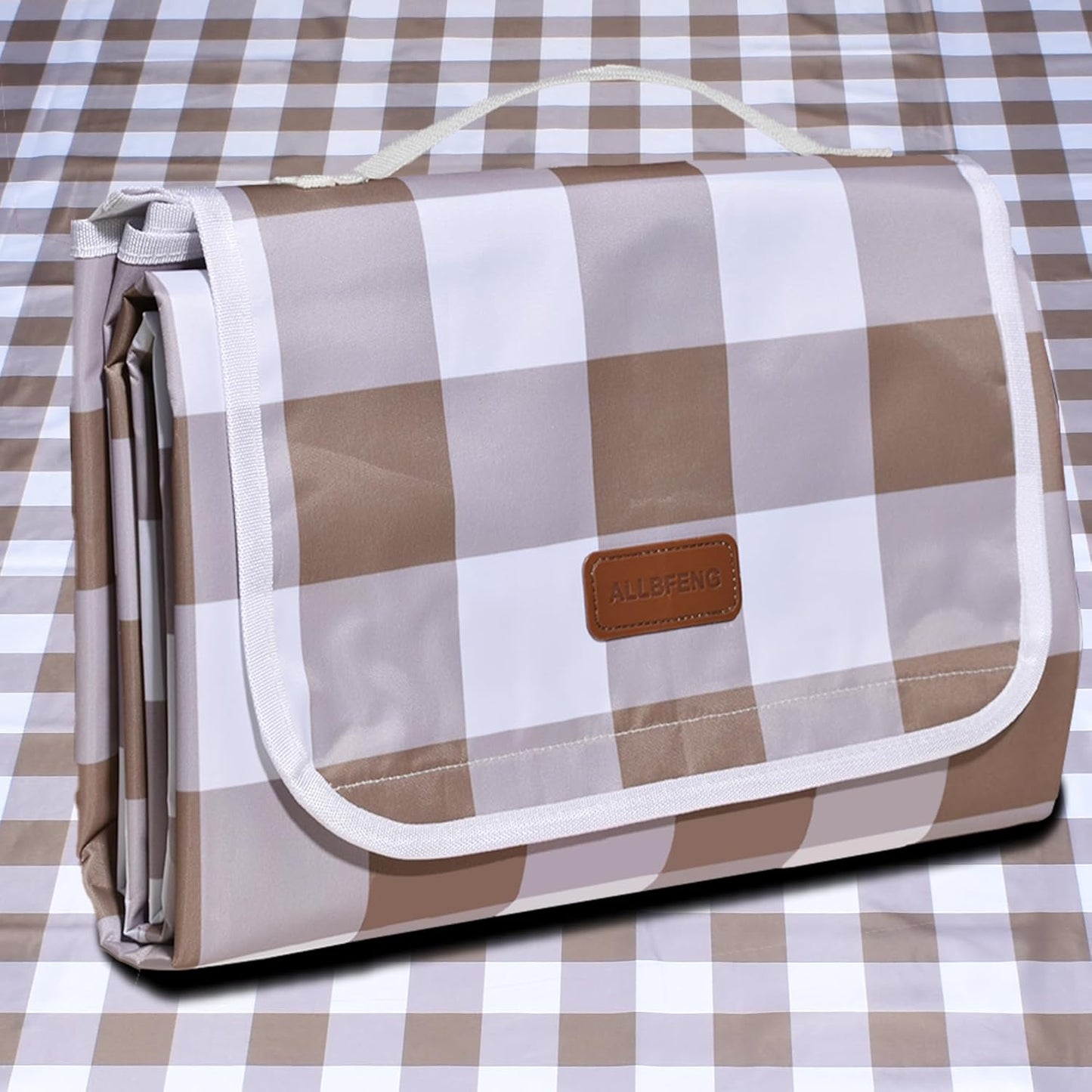 80"x60" Waterproof Sandproof Picnic Mat - Portable Foldable Outdoor Blanket for Beach, Park, Travel & Indoor Use - Lightweight Compact Design, Easy-Carry (Light Brown)