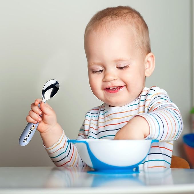 Personalized Kids Stainless Steel Utensil Set with Case, Custom Reusable Fork and Spoon Silverware Set with Name for Lunch Travel & Outdoors