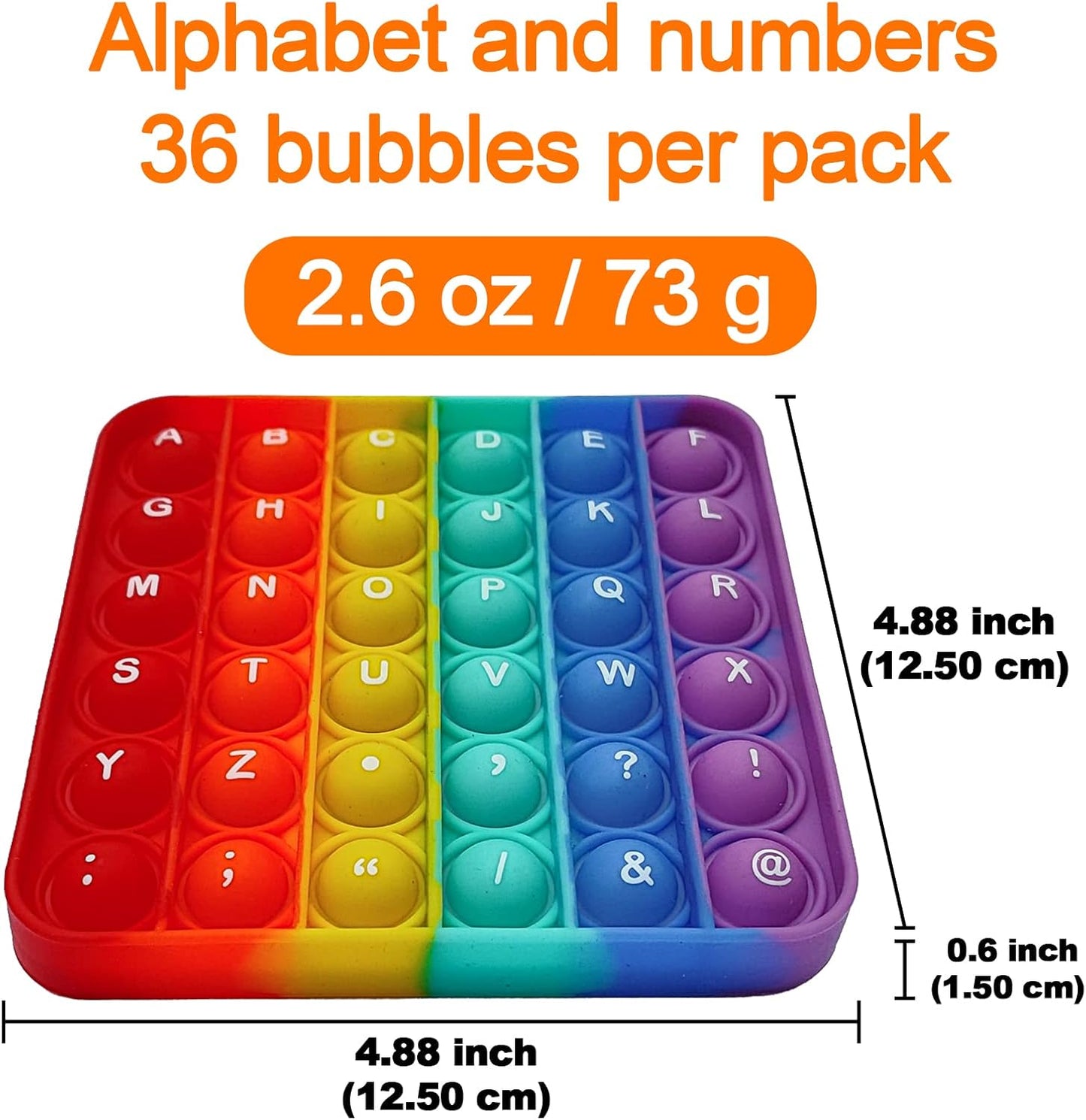 Alphabet Pop Fidget Toy Letters ABC Numbers Learning and Educational Toys Square Sensory Toys Popper Games Gifts for Kids ADHD Autism 4 Packs Double Side(2 Alphabet Numbers and 2 Uppercase Lowercase)