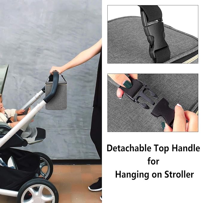 Teamoy Breastmilk Cooler Bag with Ice Pack, Baby Bottles Bag for up to 4 Large 9 Ounce Bottles and Ice Pack, Perfect for Working Mom Mother, Gray