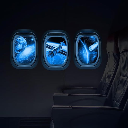 Glow in The Dark 3D Space Wall Decals, Set of 3 Galaxy Window Stickers for Wall, Space Themed Room Decor for Kids Boys (Blue)