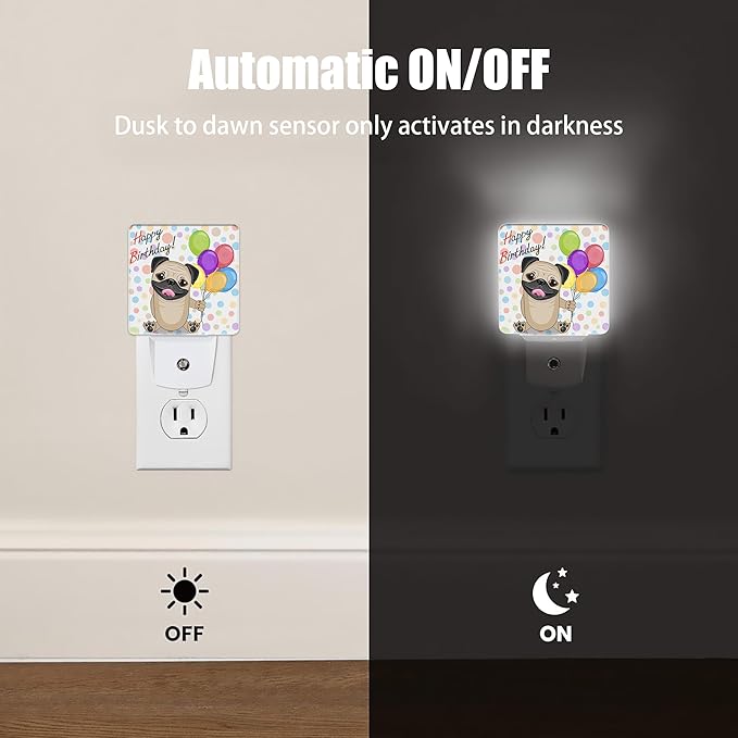 Cute Dog Night Light, Colorful Balloons Night Lights Plug into Wall Decor for Bedroom,Bathroom, Hallway, Kitchen, Dusk to Dawn Sensor Nightlights for Boys Girls Women Men Room Gifts