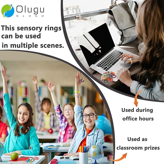 Fidget Toys Sensory Rings for Kid, 20 Pack Finger Sensory Toys for Kids with Autism-Stress Relief Rings, Quiet Classroom Fidget Rings for Kids 8-12 Relieve Anxiety