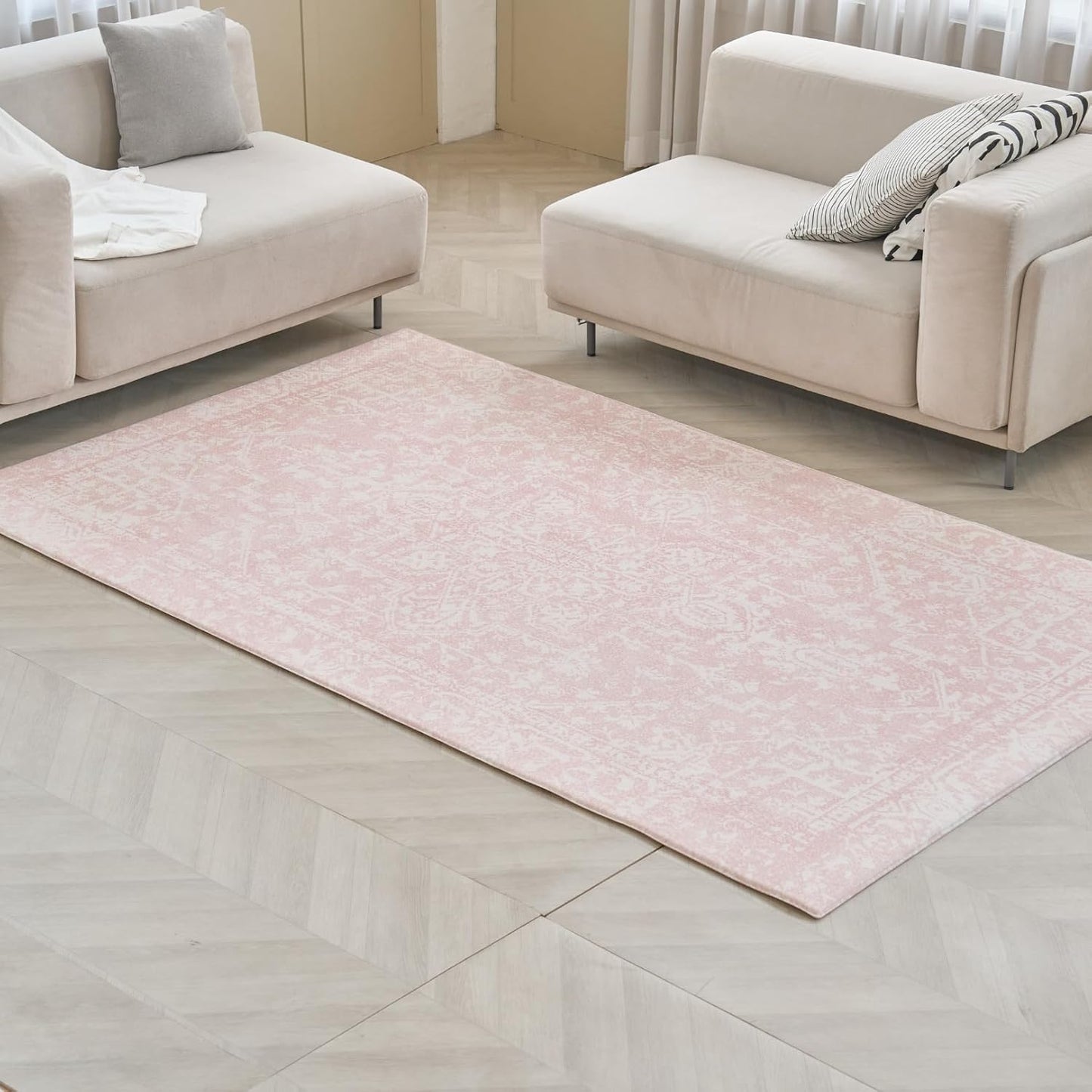 Baby Care Soft Rug (Prestige, Ikat - Inca Pink) 98'' x 59'' Original One-Piece Reversible Rollable Waterproof Play Mat for Infants, Babies, Toddler, and Kids