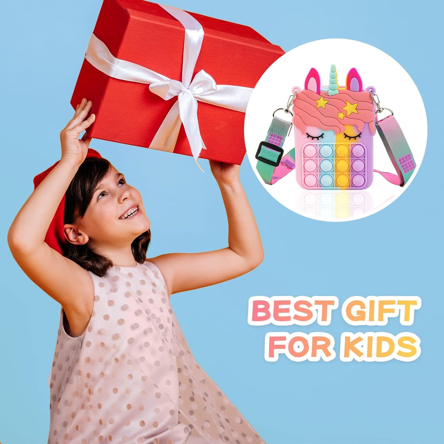 Civan Unicorn Shoulder Bag for Girls and Women, Unicorn Purse Bags, Lovely Sensory Silicone Cartoon Bag for Students Kids Unicorn Pop Sensory Popper Toys,Unicorn Gifts Toys for Girls Birthday Present