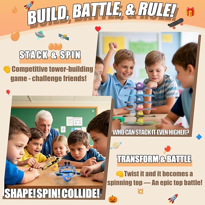 12Pcs Transformable Fidget Spinners for Kids Fidget Toys Teens Adults Sensory Toys with Autism ADHD Stocking Stuffers Bulk Gifts for Boys Girls Party Favors Travel Activities