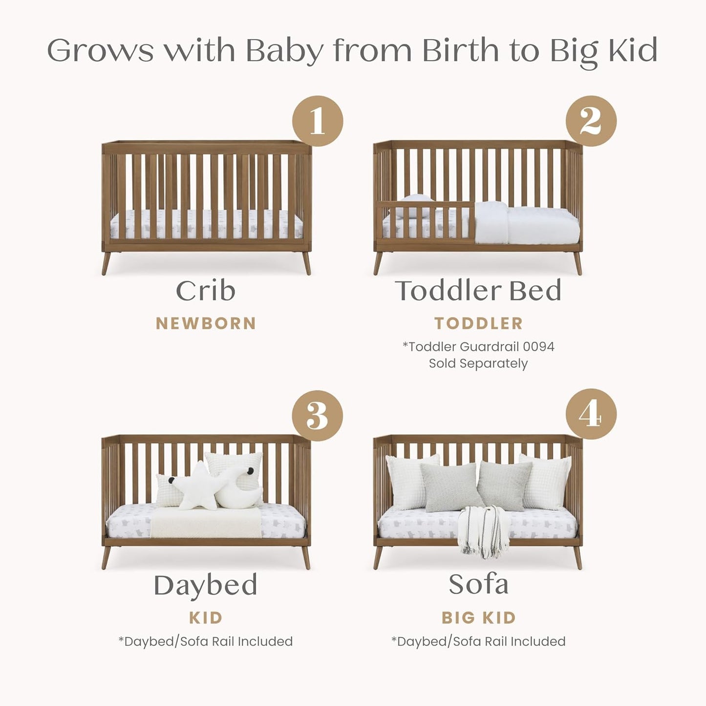 Delta Children Essex 4-in-1 Convertible Crib - Greenguard Gold Certified, Chestnut