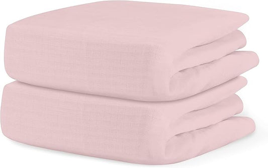 Newton Baby Fitted Single Layer Crib Sheet (2-Pack) - Ultra Breathable and Soft, Organic Cotton, Fits All Standard Cribs, Pink
