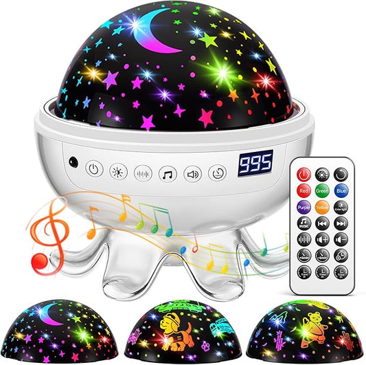 Star Projector for Kids Night Light Projector, 【3 Films+ 30 Sounds】 Lullaby Sound Machine Baby Sound Machine with Light, 【93 Effects+ Remote】 Best Toys for Kids Toys, [3 Brightness+ Timer]