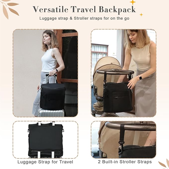 miss fong Neoprene Diaper Bag - Baby Diaper Bag,Large Capacity Neoprene Backpack with Changing Pad Travel Diaper Backpack with 16 Pockets for Mom & Dad