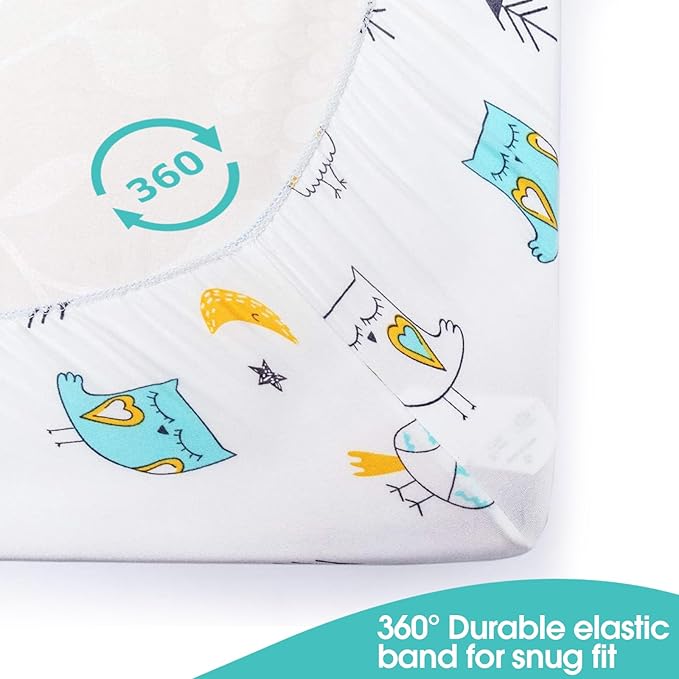 BROLEX Baby Fitted Crib Sheets: Kid Crib Sheets - Set of 2 for Toddler Standard Size Crib Mattress for Boys and Girls - Jersey Knit Crib Bed Sheets Arrow Owl