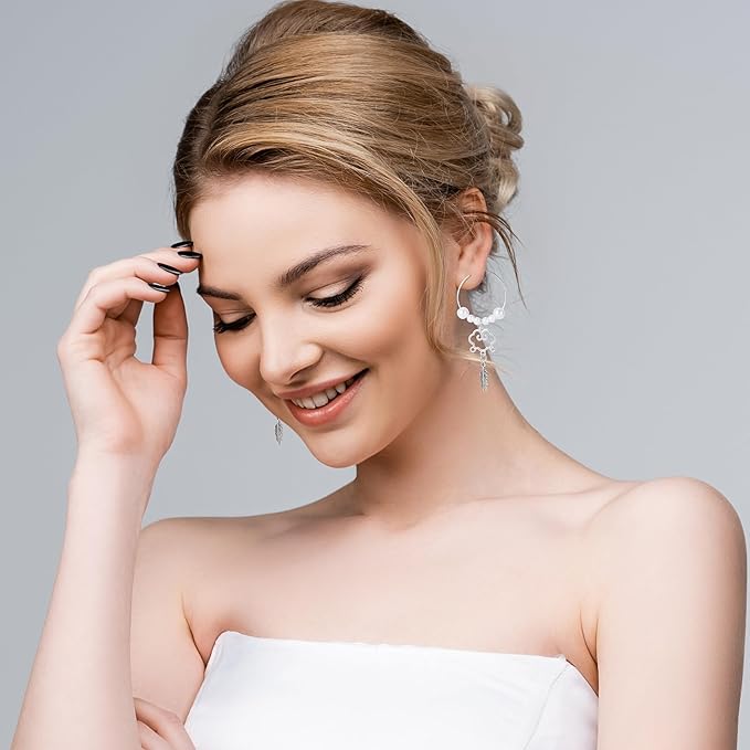 Pndeyo 120pcs Hypoallergenic Earring Beading Hoops, 20mm 25mm 30mm 35mm Round Hoop Earrings Findings, Open Earring Wire Ring Accessories for Jewelry Making- Silver