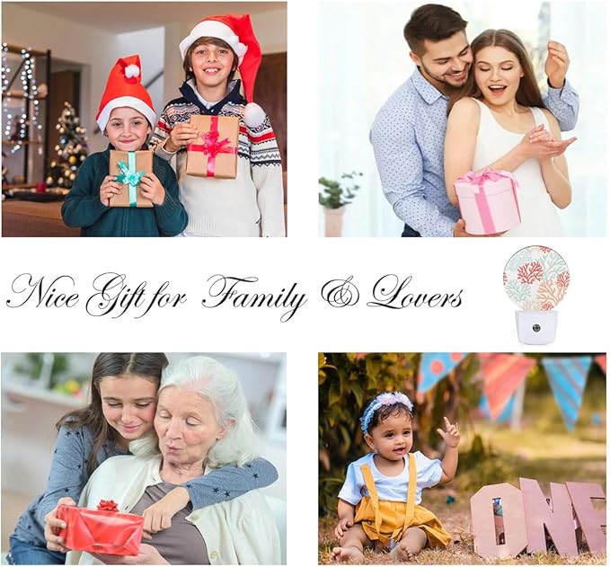 EKOBLA Sea Beach Coral Night Light Ocean Underwater Corals LED Dusk to Dawn Plug-in Nightlights Auto Sensor for Home Indoor Bathroom Hallway Kitchen