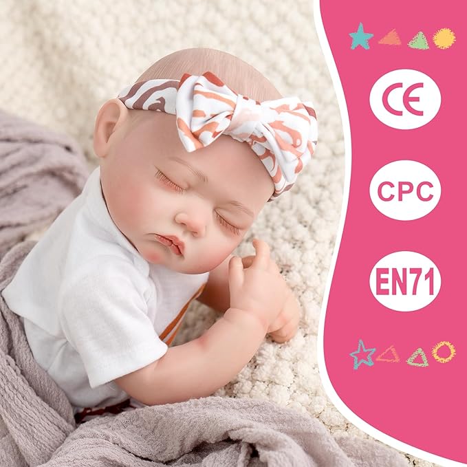 Jirachi Lifelike Reborn Baby Dolls, 18-Inch Adorable Real Life Full Body Vinyl Sleeping Baby Girl, Cute Realiatic Reborn Baby with Feeding Kits