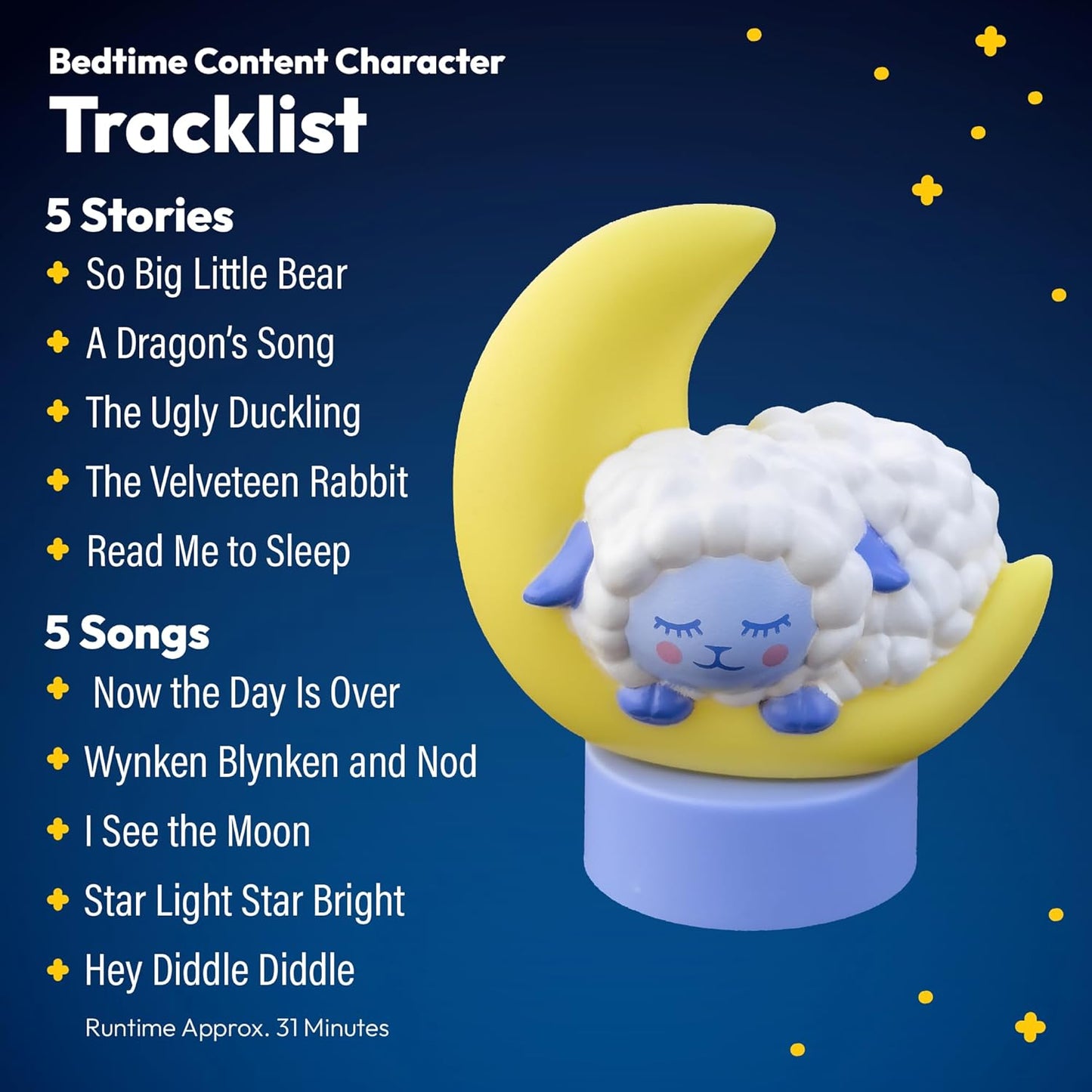 Bedtime Figurine Cartridge – Projects 5 Soothing Stories and 5 Bedtime Songs, Over 30 Minutes of Audio Content | Gift and Toy for Ages 3+