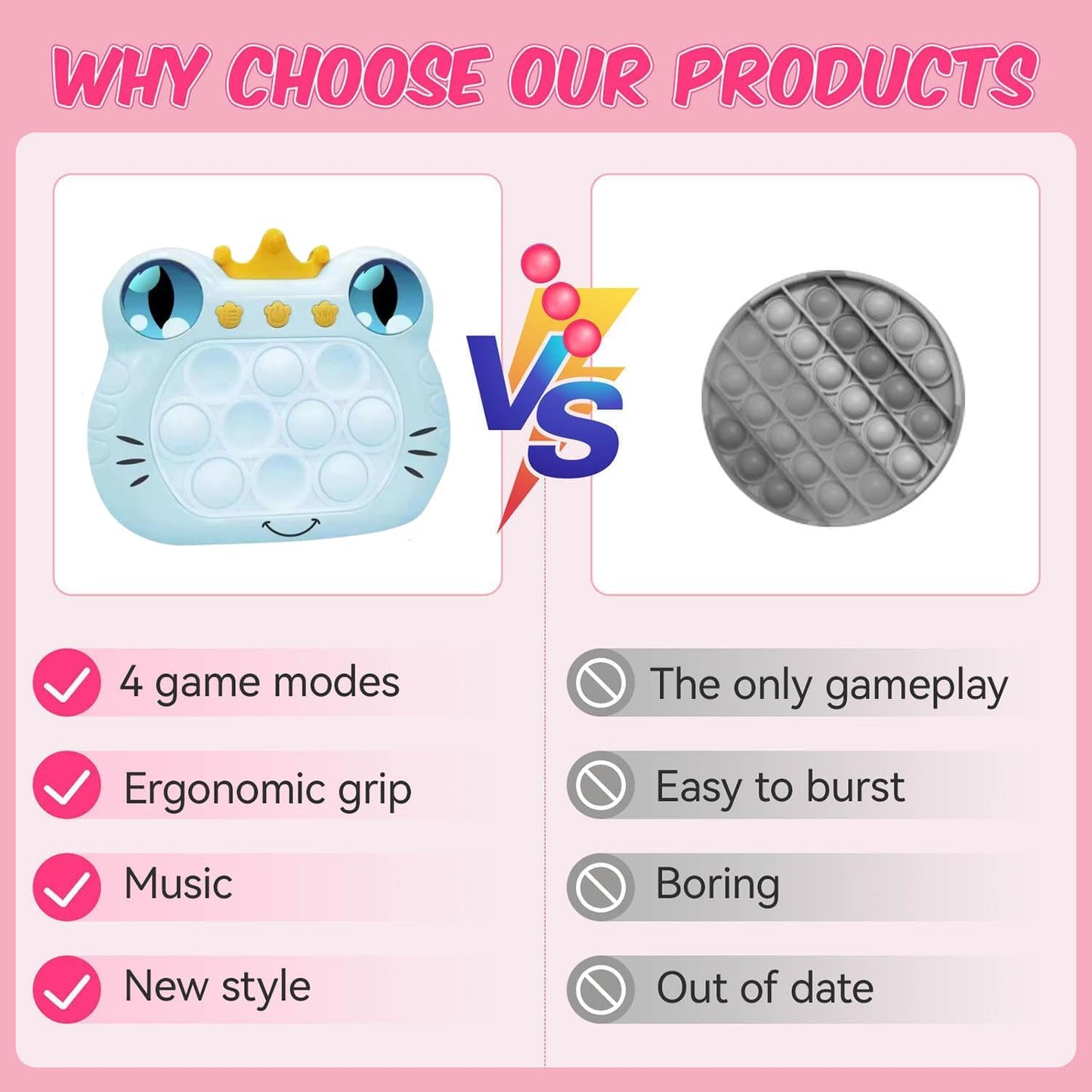 Fast Push Game,Push Game Fidget Toys,Handheld Game Console for Kids,4 Modes Games,That Exercises Reaction Ability and Improves Concentration | Gift Ideas for Kids (Frog-Blue)