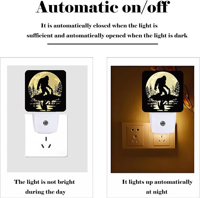 Big Foot Forest Moon Night Light,Plug-in Nightlights Auto Sensor Night Lamp Dusk-to-Dawn Lamp Home Decor for Nursery Children Girls Boys