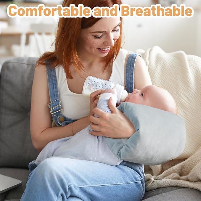 KAKIBLIN Baby Feeding Arm Pillow,Baby Nursing Arm Breastfeeding Pillows Support for Newborn Mom and Babies,Portable and Washable,Ergonomic Nursing arm Pillow for Feeding Newborn(Gray)
