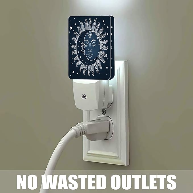 Vintage Sun Moon Night Light, Dusk to Dawn Smart Sensor Nightlight for Bedroom Bathroom Kitchen Hallway Stairs Hallway, Plug-in, Energy Efficient Decor Desk Lamp Gifts