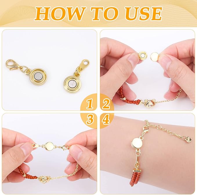Paxcoo 15Pcs Locking Magnetic Jewelry Clasps and Closures, Necklace Extender and Helper for Necklaces, Bracelets and Jewelry