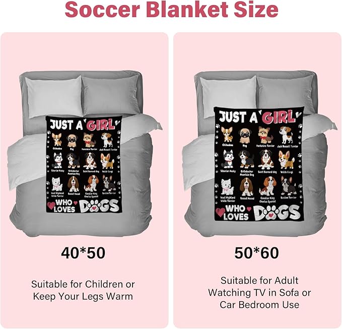 Puppy Blanket Gift for Lover, Dog Gifts for Women, Christmas Birthday Gift for Her Daughter, Just a Girl Who Loves Dogs, 50 * 60" Soft Warm for Sofa Bed Blankets