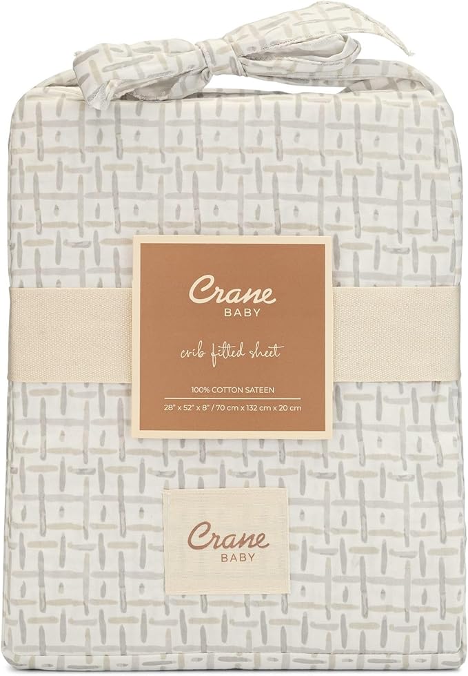 Crane Baby Crib Sheet, Neutral Hashtag Crib Sheets & Toddler Sheets, 100% Cotton Crib Sheets for Standard Crib Mattress(28"x 52"), Breathable Crib Sheets, Fitted Crib Sheets for Boys and Girls