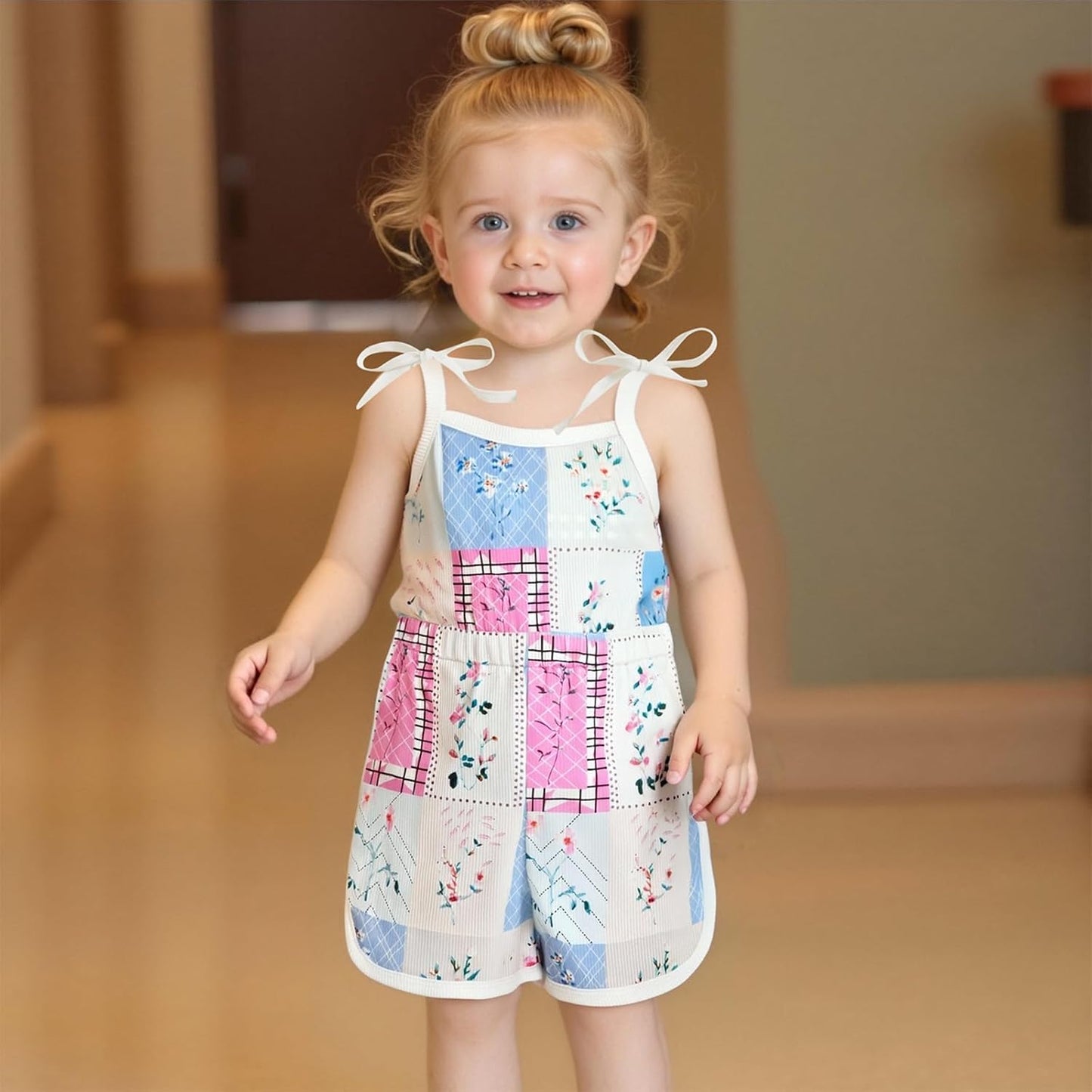 WZTYYDS Toddler Baby Girl Summer Clothes Floral Romper Tie-Up Strap Halter Jumpsuit Infant Summer Sling Playsuit 6M-3T
