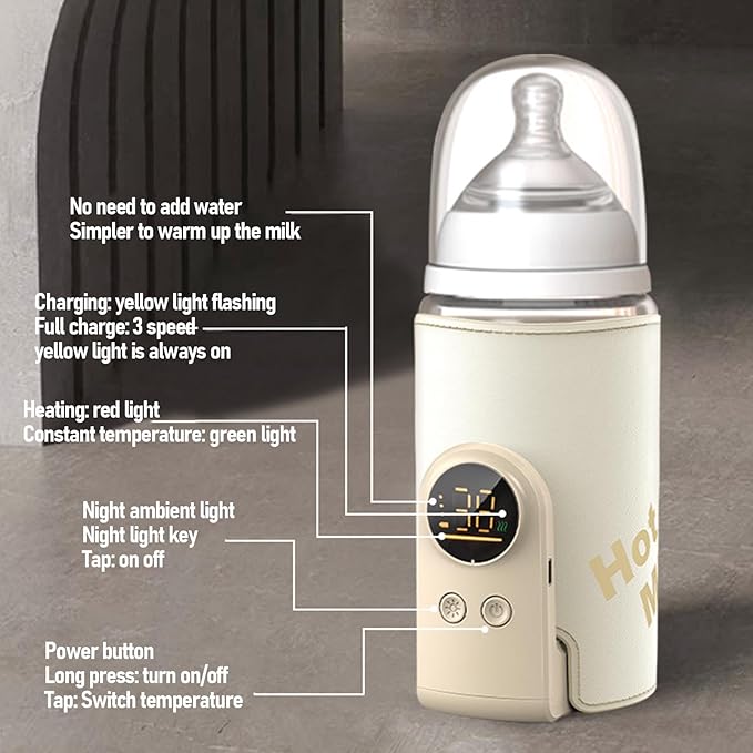 Bottle Warmer, Faster Heating Baby Milk Warmers for All Bottles with Accurate Temp Control Water Bath Tech and Auto Shut Off, Bottle Warmer for Breastmilk and Formula (6000mah)