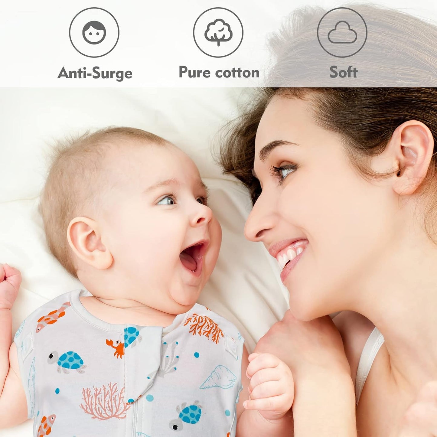 Baby Transitional Swaddle Sleep Sack - Swaddles for Newborns, Cuff Removable Arms Up Design, Free Wearable Blankets with 2-Way Zipper, Underwater World (3-6 Month)