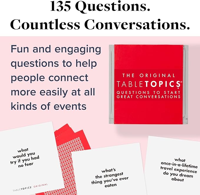 TableTopics Original Conversation Starter Cards for Adults to Break The Ice with 135 Questions for Parties, Gatherings, Small Groups, & Team-Building