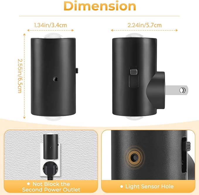 LED Night Lights Plug into Wall,Dimmable Plug in Night Light,Dusk to Dawn,5000K Daylight,0-200LM Bright Nightlight Auto-On/Off, Night Lights for Bathroom Hallway Stairway,4 Pack