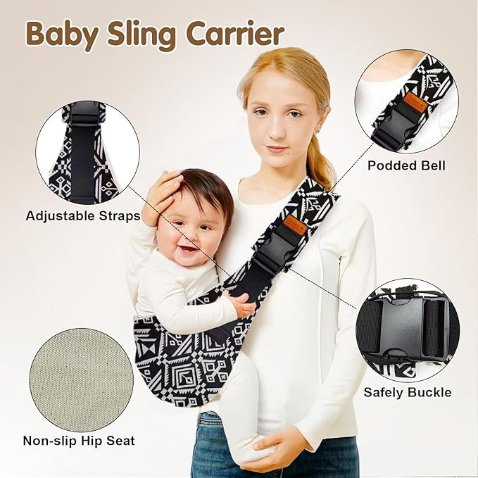 Baby Sling Carrier,Toddler Carrier, 2025 New Baby Sling,Portable and Lightweight Sling,Non-Slip Hip Seat Carrying 10-30lbs(Blacksail)