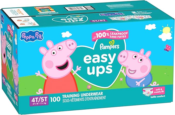 Pampers Training Pants - Easy Ups Girls & Boys - Size 4T-5T, 100 Count, Peppa Pig Potty Underwear (Packaging May Vary)