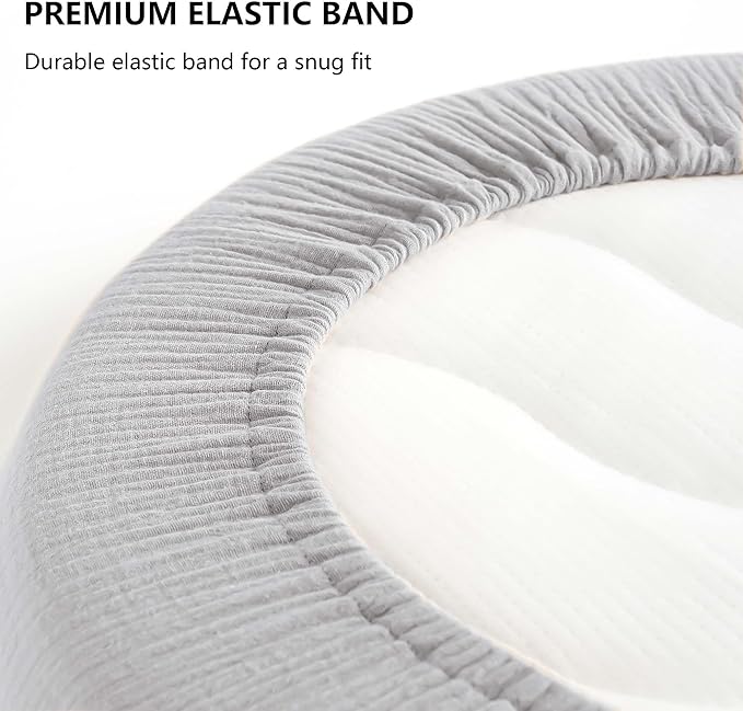 Muslin Bassinet Sheets for Babies – Soft & Breathable 100% Cotton Fitted Sheets for Oval, Rectangle, Hourglass Bassinet Mattress Pads, 2-Pack (Ivory & Pink)