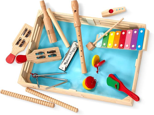 Melissa & Doug Deluxe Band Set with Wooden Musical Instruments & Storage Case