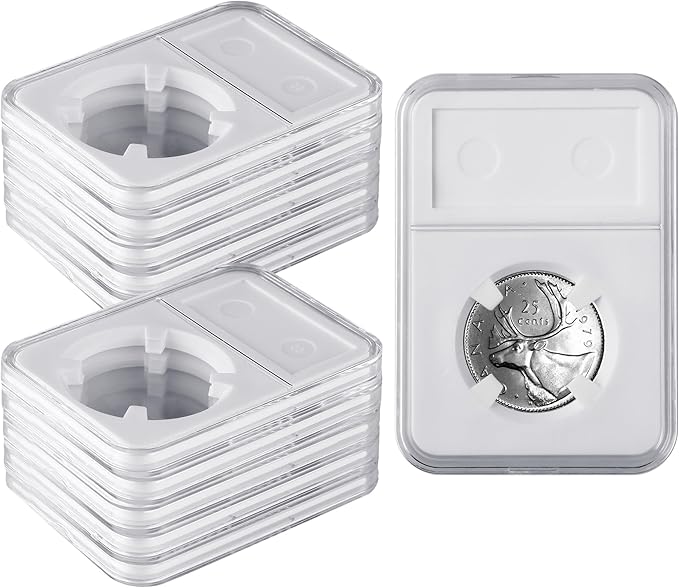 10 Packs 40mm Coin Slab Display Holder, Storage Case for American Silver Eagle 1 oz Coin, Clear Acrylic Cases for Coin Organize and Collection, Four-Point Fixation Coin Slab Capsules Protector