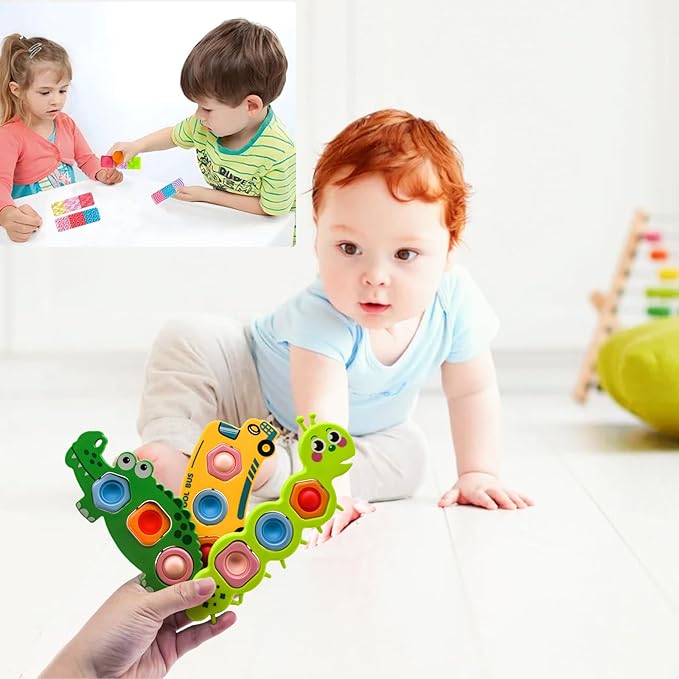 7Pcs Fidget Popper Sensory Toys for Airplane Travel, Montessori Toy, Sensory Toys for Kids with Autism, Pop Fidget Toy Classroom Gifts Stocking Stuffer for Travel Toy for Toddlers 1-3 Years Old