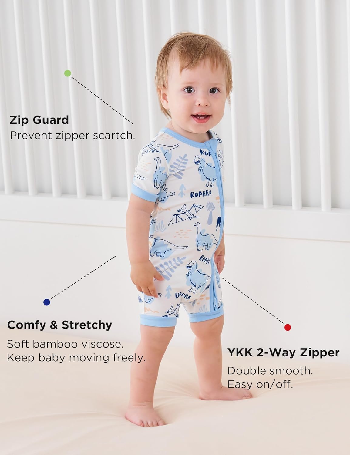 Baby Boys Bamboo Viscose Short Sleeve Romper Soft Comfy Infant Summer Jumpsuit