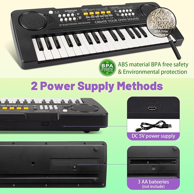 Kids Piano Keyboard, 37 Keys Portable Music Keyboard Electric Piano Toys for Children, Educational Electronic Musical Instrument Toys Gifts for Kids Ages 3 4 5 6 7 8 9