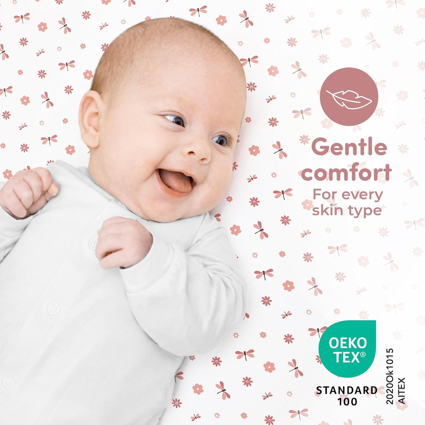 Sweety Fox 2-Pack Crib Sheets - Soft Jersey Cotton Fitted Sheets for Boys and Girls, Mini Crib Sheets, Toddler Bed Sheets (Dragonfly)