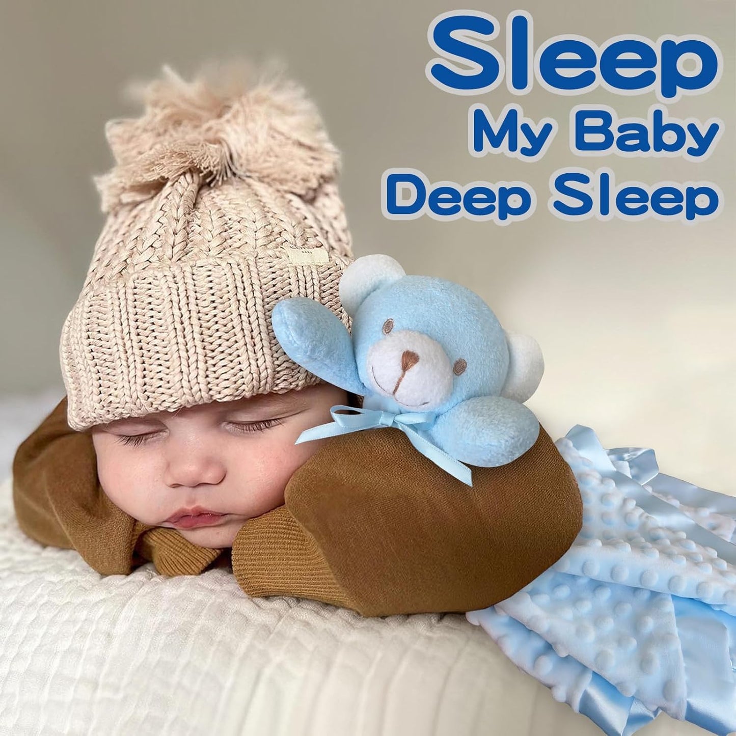 Loveys for Babies, Soft Baby Security Blanket Lovies for Babies, Stuffed Animals Blankie for Newborn Infant with Baby Snuggle Toy, Boys Gilrs Gifts Blue Bear Security Blanket 16 Inch