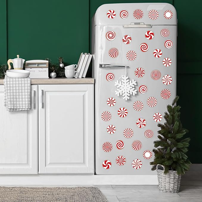 20 PCS Christmas Peppermint Candy Thick Gel Cling Xmas Candy Cane Window Decorations Candy Cane Window Clings Decals for Kids Toddlers Home Airplane Festive Season Holiday Party Home Classroom Nursery