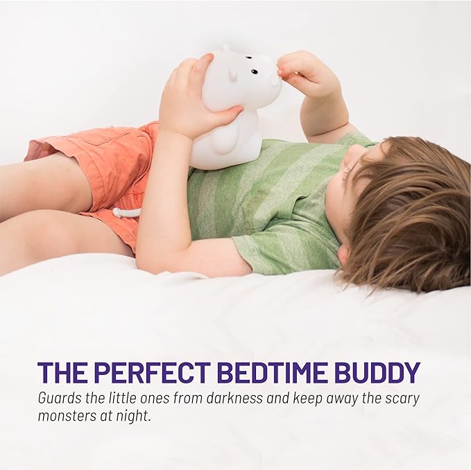 LumiPets Honey the Hippo Silicone Night Light for Kids | Squishy Lamp with Tap & Remote Control | Rechargeable, 9 Color Changing Animal Night Light for Boys & Girls | Portable Nightlight With USB Cord