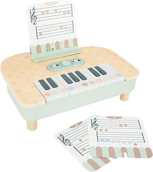 Freniland Wooden Baby Piano，18 Keys Digital Piano for Toddler ，Musical Toy Gift for Boys and Girls Over 2+